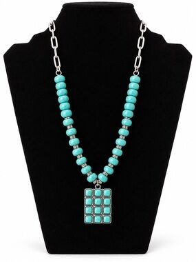Emma Turquoise Colored Beaded Pendant Necklace
